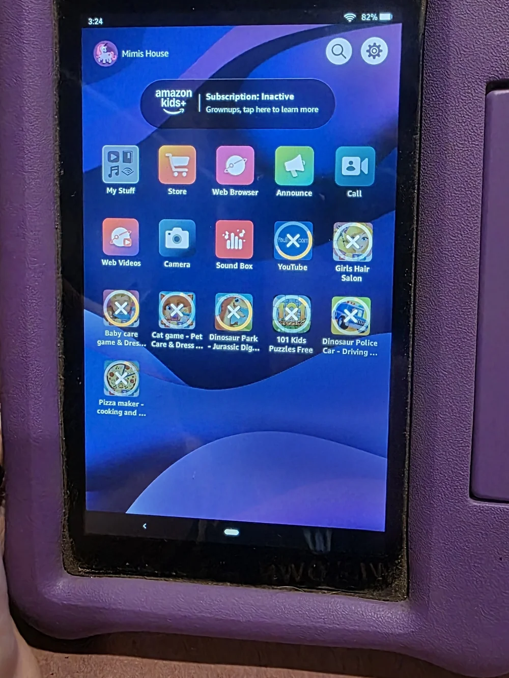 Amazon Kids Tablet in Black with Purple Kid-Proof Case